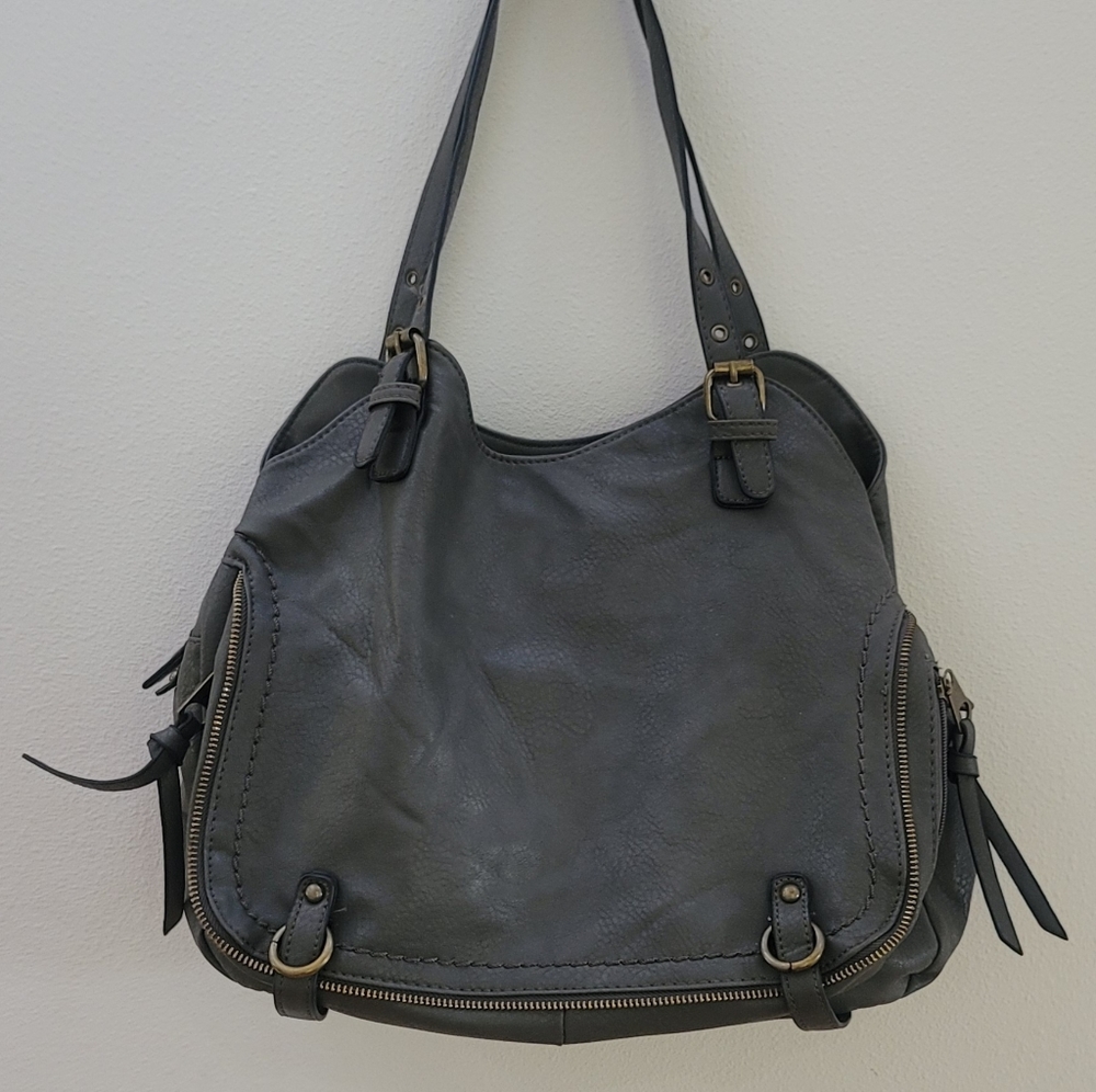 nii G Grey Bag Zipper Divided 3 Sectional 3 Interior Pockets 3 Exterior Pockets